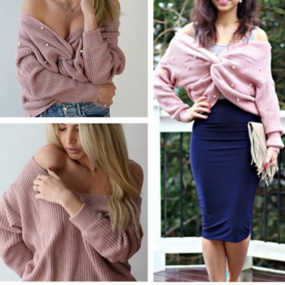 LAST 1 $$  - Pearl Beading Twist Infinity Sweater - Picture 8 of 8